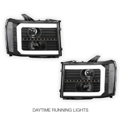 GMC Sierra 1500 Denali / SLE / SLT (2007 - 2013) LED DRL Sequential Signal Projector Headlights LH + RH