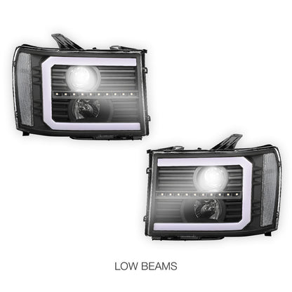 GMC Sierra 1500 Denali / SLE / SLT (2007 - 2013) LED DRL Sequential Signal Projector Headlights LH + RH