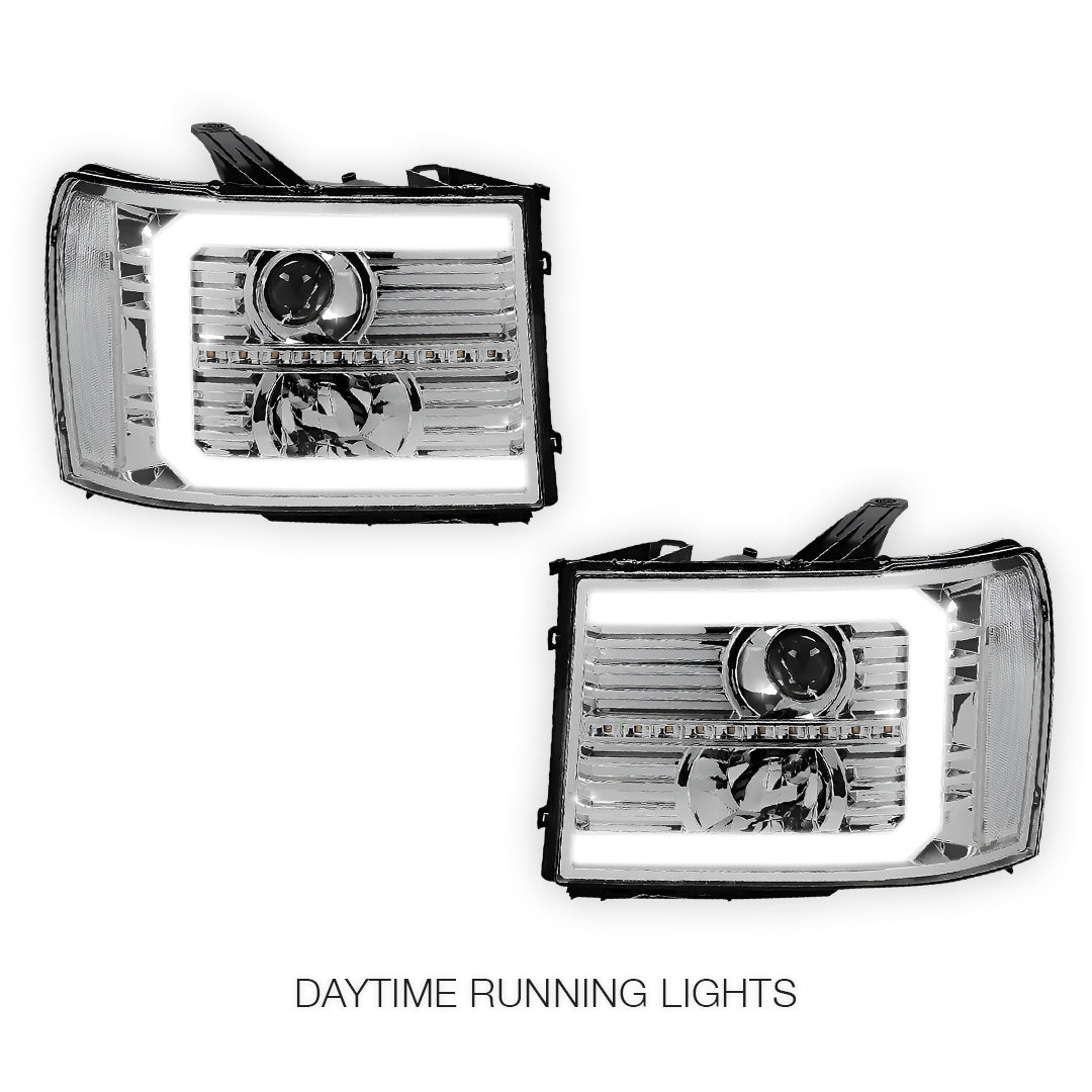 GMC Sierra 1500 Denali / SLE / SLT (2007 - 2013) LED DRL Sequential Signal Projector Headlights LH + RH