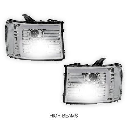 GMC Sierra 1500 Denali / SLE / SLT (2007 - 2013) LED DRL Sequential Signal Projector Headlights LH + RH