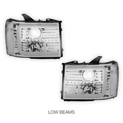 GMC Sierra 1500 Denali / SLE / SLT (2007 - 2013) LED DRL Sequential Signal Projector Headlights LH + RH