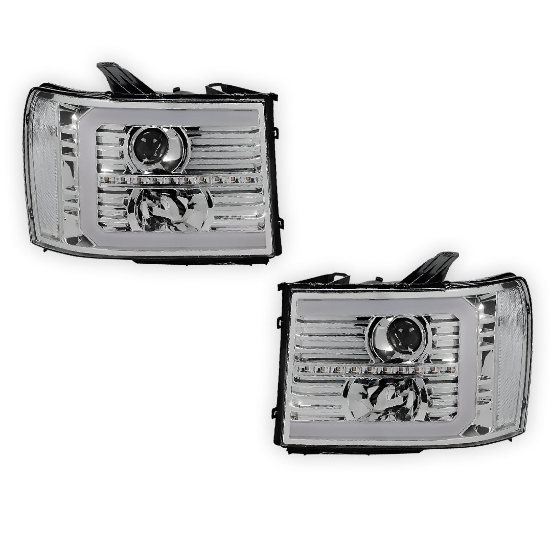 GMC Sierra 1500 Denali / SLE / SLT (2007 - 2013) LED DRL Sequential Signal Projector Headlights LH + RH