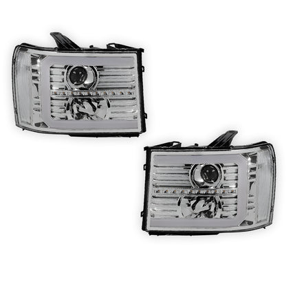 GMC Sierra 1500 Denali / SLE / SLT (2007 - 2013) LED DRL Sequential Signal Projector Headlights LH + RH