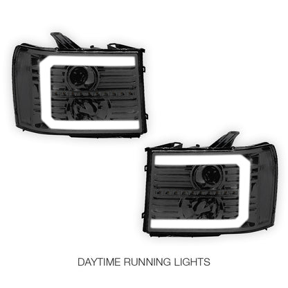 GMC Sierra 1500 Denali / SLE / SLT (2007 - 2013) LED DRL Sequential Signal Projector Headlights LH + RH