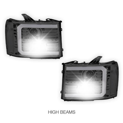 GMC Sierra 1500 Denali / SLE / SLT (2007 - 2013) LED DRL Sequential Signal Projector Headlights LH + RH
