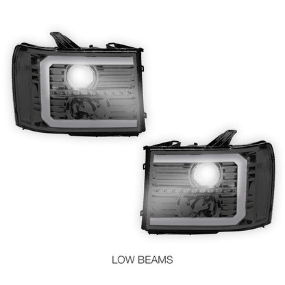 GMC Sierra 1500 Denali / SLE / SLT (2007 - 2013) LED DRL Sequential Signal Projector Headlights LH + RH