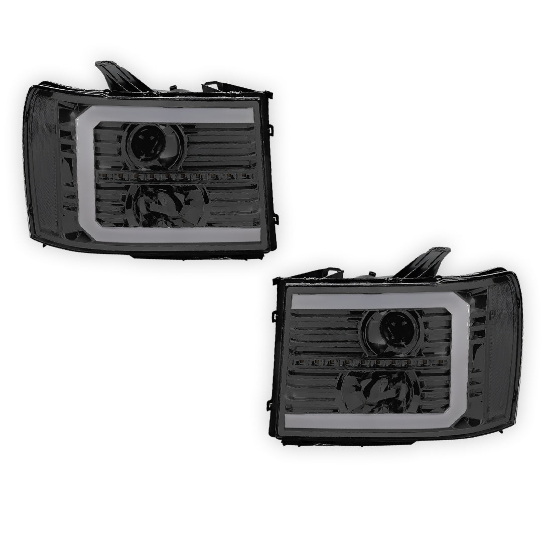 GMC Sierra 1500 Denali / SLE / SLT (2007 - 2013) LED DRL Sequential Signal Projector Headlights LH + RH
