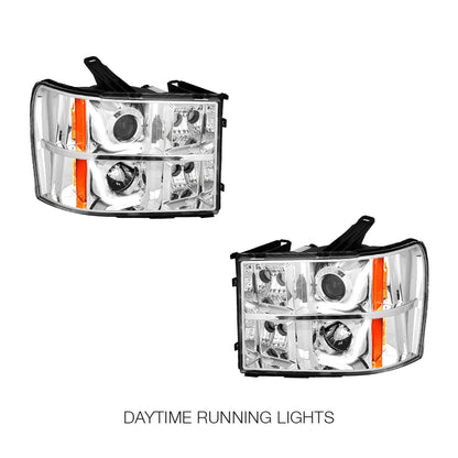 GMC Sierra 1500 Denali / SLE / SLT (2007 - 2014) LED DRL Projector Headlights LH + RH