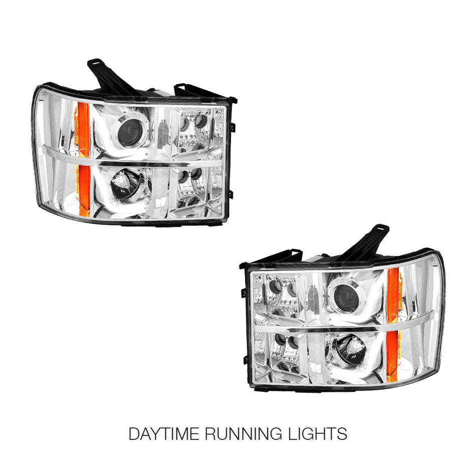 GMC Sierra 1500 Denali / SLE / SLT (2007 - 2014) LED DRL Projector Headlights LH + RH
