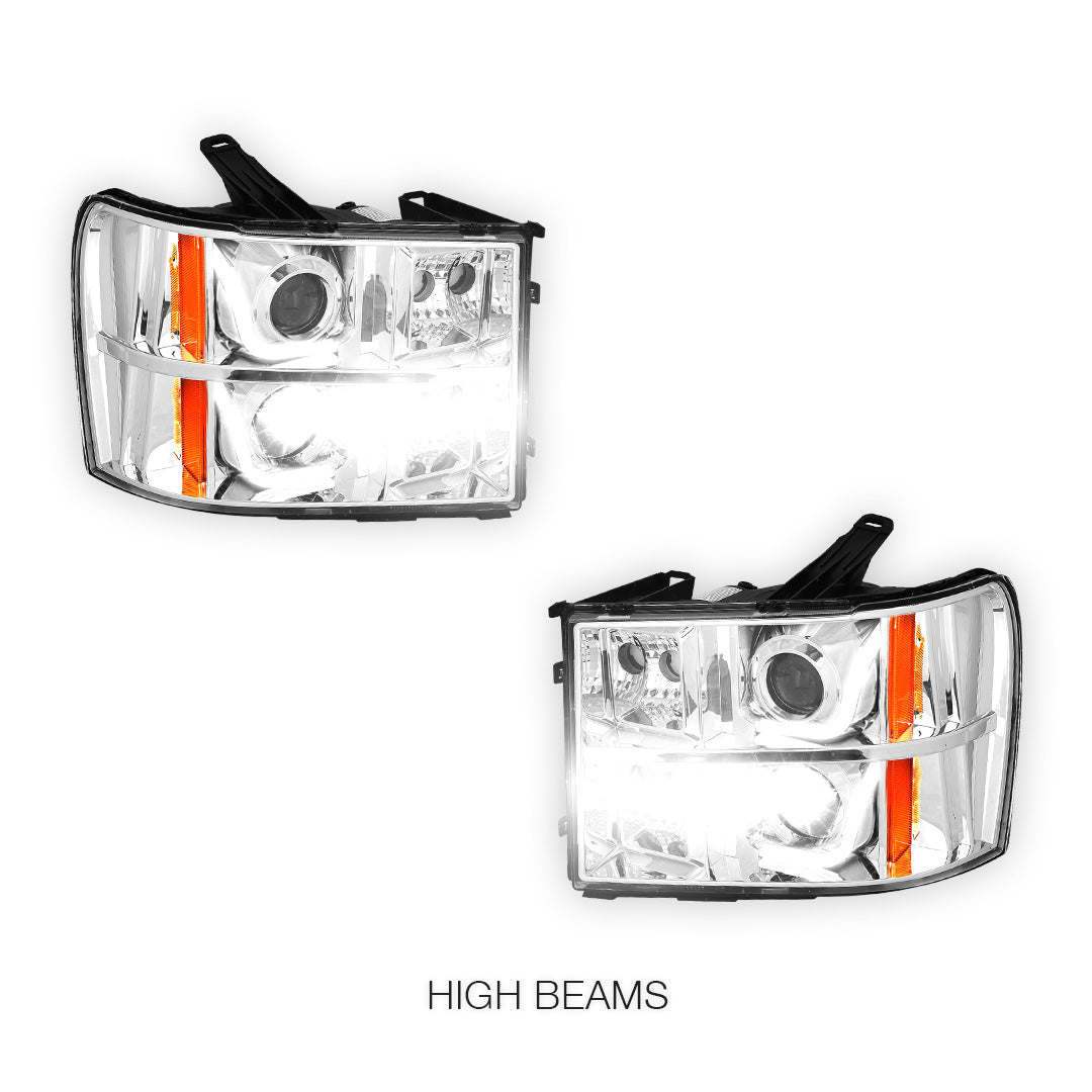 GMC Sierra 1500 Denali / SLE / SLT (2007 - 2014) LED DRL Projector Headlights LH + RH