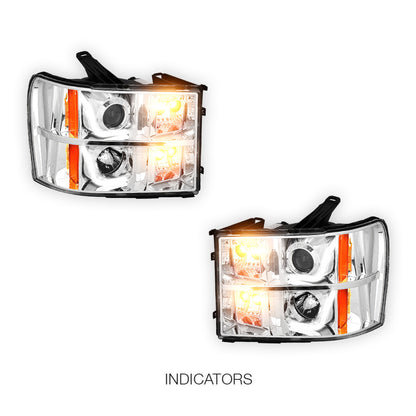GMC Sierra 1500 Denali / SLE / SLT (2007 - 2014) LED DRL Projector Headlights LH + RH