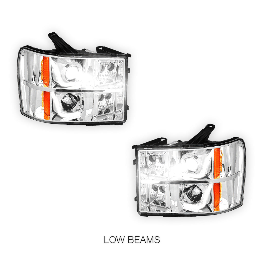 GMC Sierra 1500 Denali / SLE / SLT (2007 - 2014) LED DRL Projector Headlights LH + RH