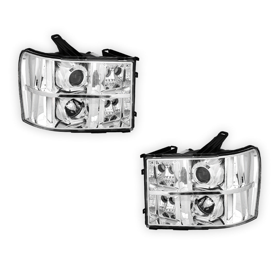GMC Sierra 1500 Denali / SLE / SLT (2007 - 2014) LED DRL Projector Headlights LH + RH