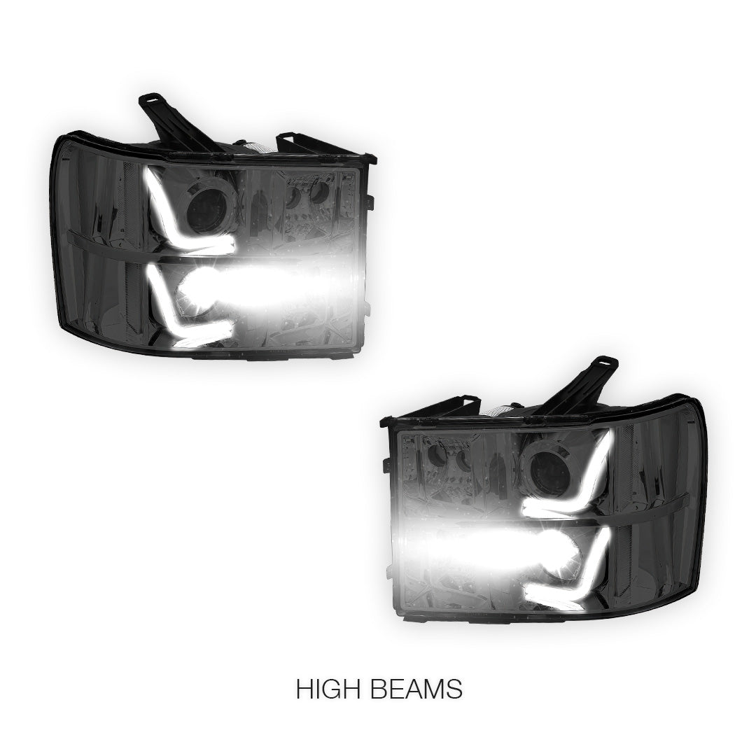 GMC Sierra 1500 Denali / SLE / SLT (2007 - 2014) LED DRL Projector Headlights LH + RH