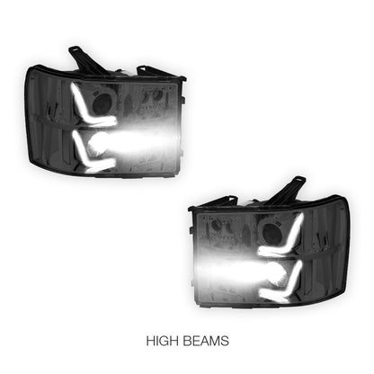GMC Sierra 1500 Denali / SLE / SLT (2007 - 2014) LED DRL Projector Headlights LH + RH