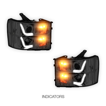 GMC Sierra 1500 Denali / SLE / SLT (2007 - 2014) LED DRL Projector Headlights LH + RH