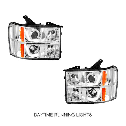 GMC Sierra 3500 Denali / SLE / SLT (2007 - 2014) LED DRL Projector Headlights LH + RH