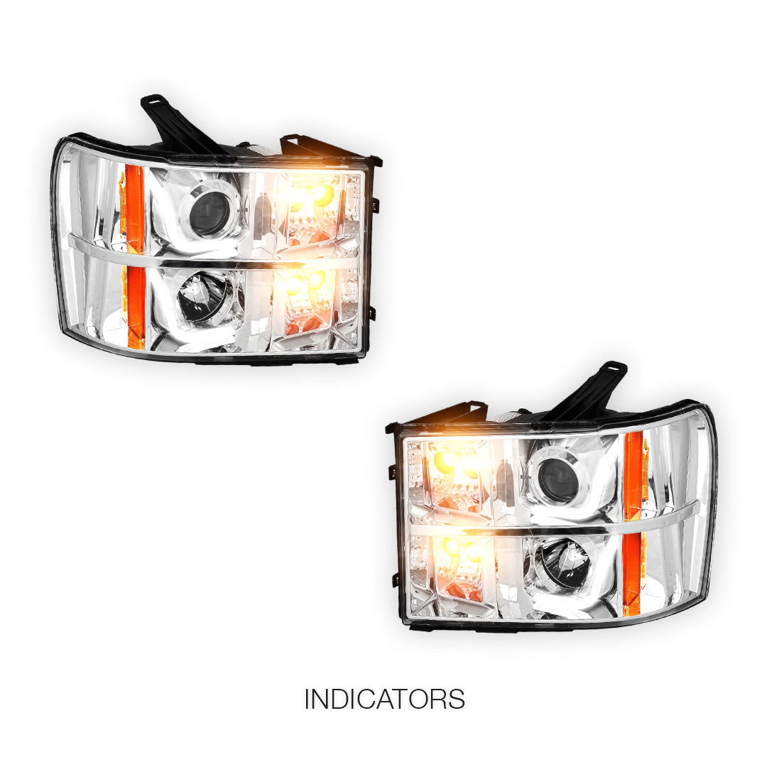 GMC Sierra 3500 Denali / SLE / SLT (2007 - 2014) LED DRL Projector Headlights LH + RH