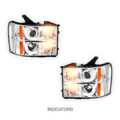 GMC Sierra 3500 Denali / SLE / SLT (2007 - 2014) LED DRL Projector Headlights LH + RH