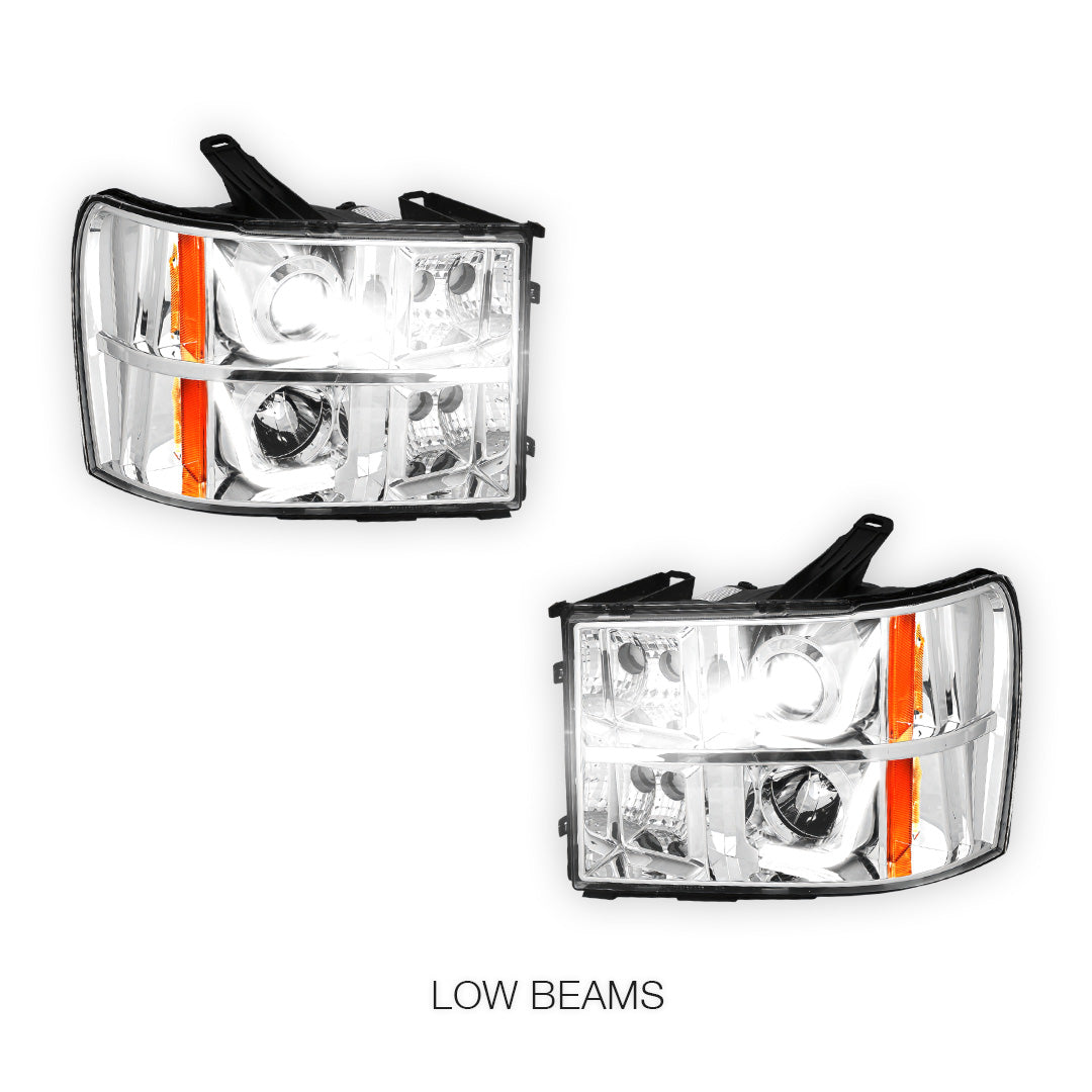 GMC Sierra 3500 Denali / SLE / SLT (2007 - 2014) LED DRL Projector Headlights LH + RH