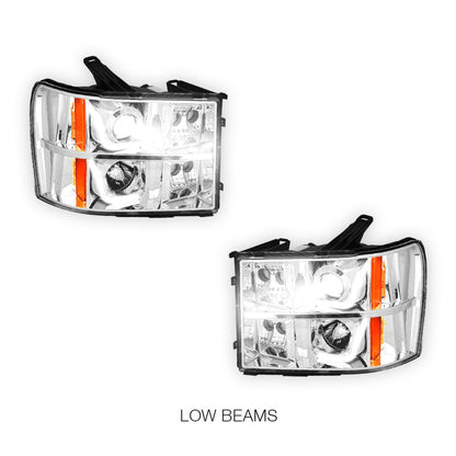 GMC Sierra 3500 Denali / SLE / SLT (2007 - 2014) LED DRL Projector Headlights LH + RH