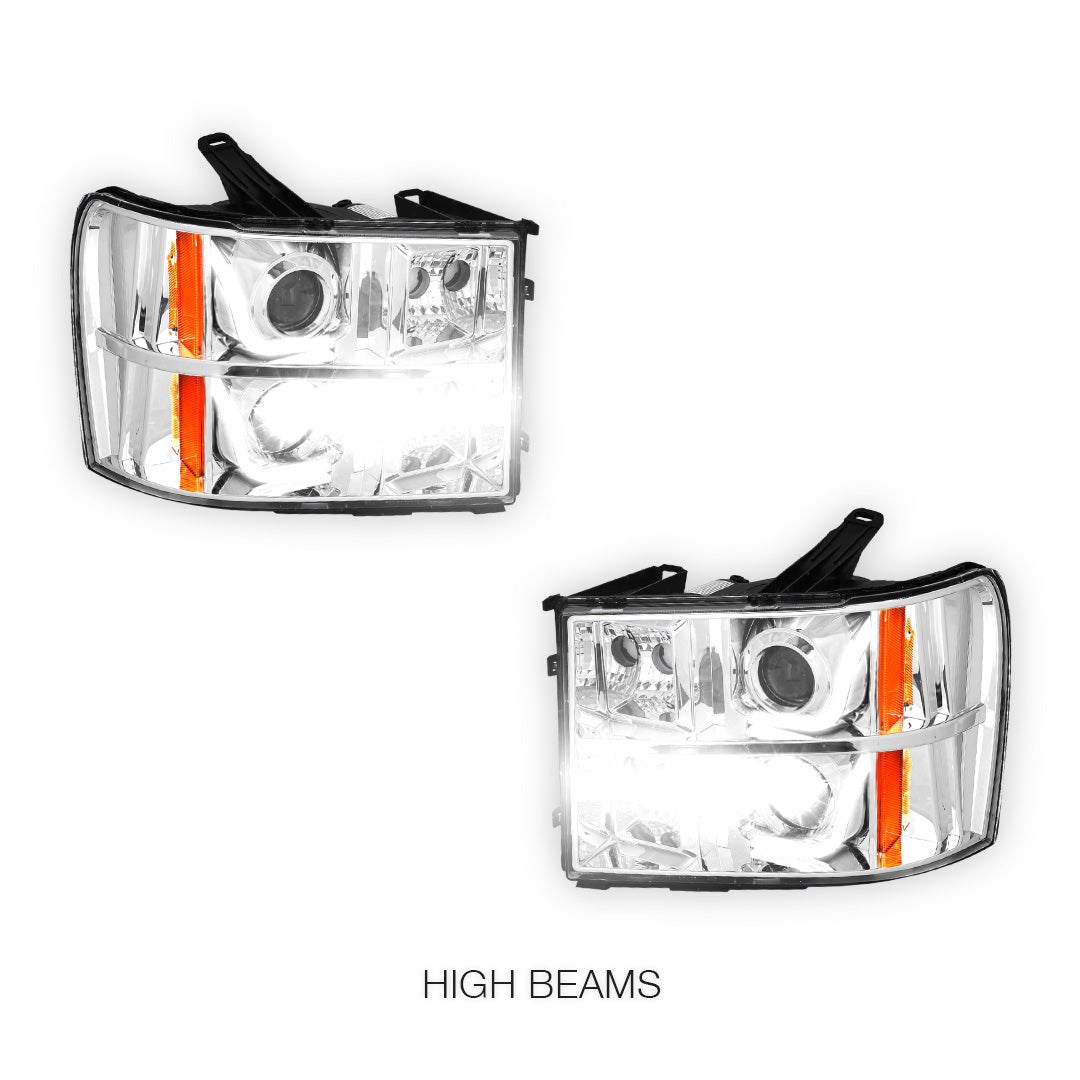 GMC Sierra 3500 Denali / SLE / SLT (2007 - 2014) LED DRL Projector Headlights LH + RH