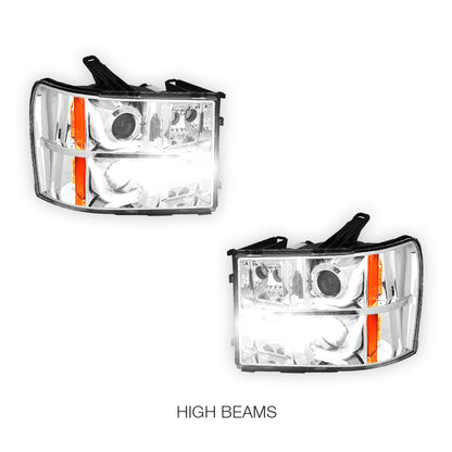 GMC Sierra 3500 Denali / SLE / SLT (2007 - 2014) LED DRL Projector Headlights LH + RH