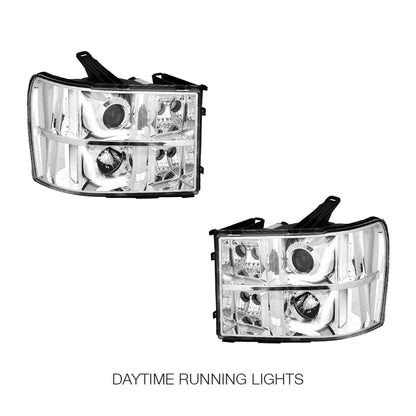 GMC Sierra 3500 Denali / SLE / SLT (2007 - 2014) LED DRL Projector Headlights LH + RH