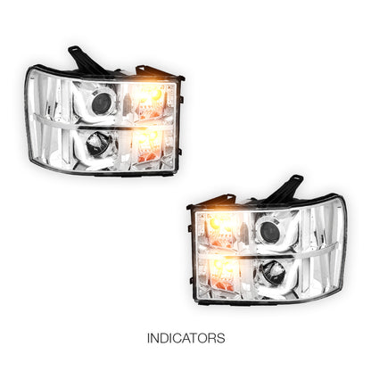 GMC Sierra 3500 Denali / SLE / SLT (2007 - 2014) LED DRL Projector Headlights LH + RH