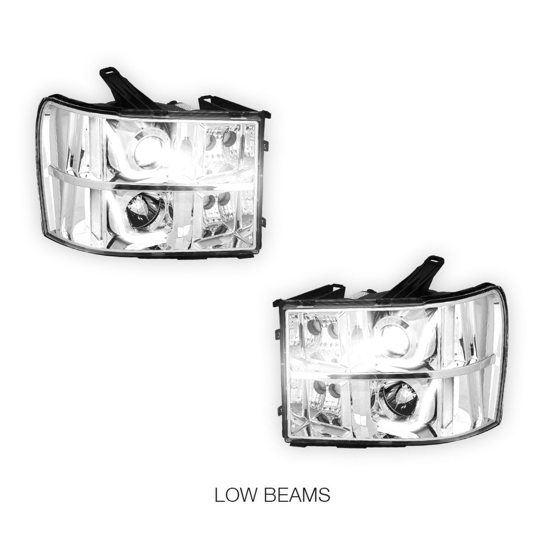 GMC Sierra 3500 Denali / SLE / SLT (2007 - 2014) LED DRL Projector Headlights LH + RH
