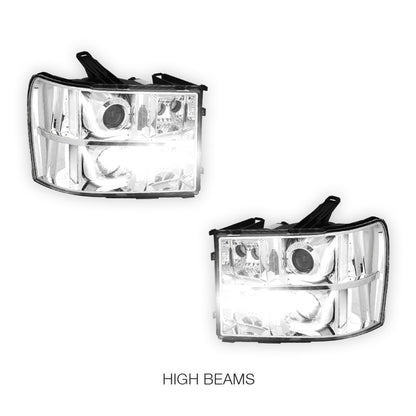 GMC Sierra 3500 Denali / SLE / SLT (2007 - 2014) LED DRL Projector Headlights LH + RH
