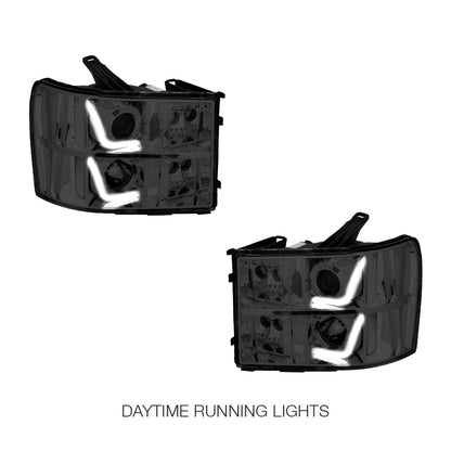 GMC Sierra 3500 Denali / SLE / SLT (2007 - 2014) LED DRL Projector Headlights LH + RH