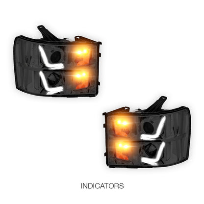 GMC Sierra 3500 Denali / SLE / SLT (2007 - 2014) LED DRL Projector Headlights LH + RH