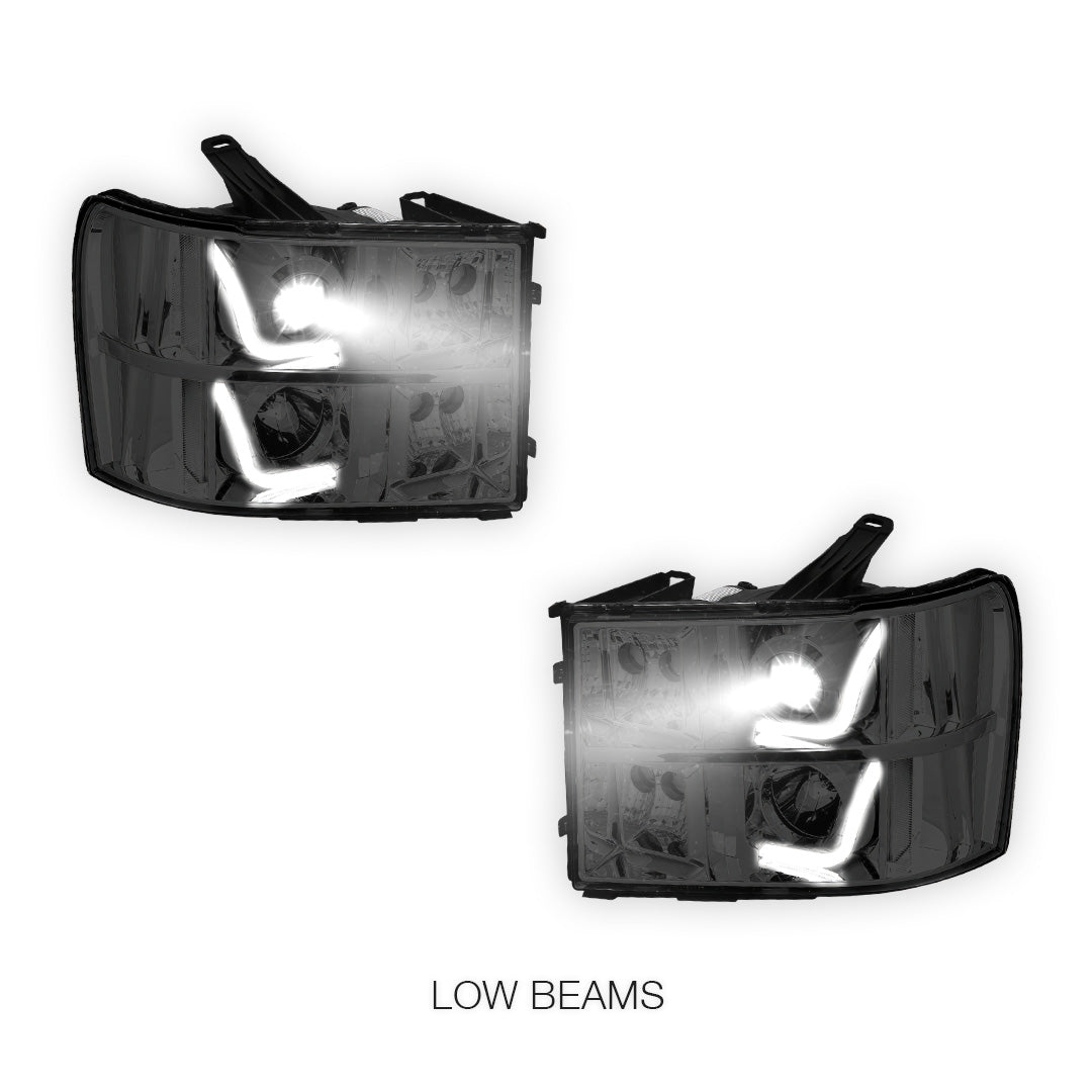 GMC Sierra 3500 Denali / SLE / SLT (2007 - 2014) LED DRL Projector Headlights LH + RH