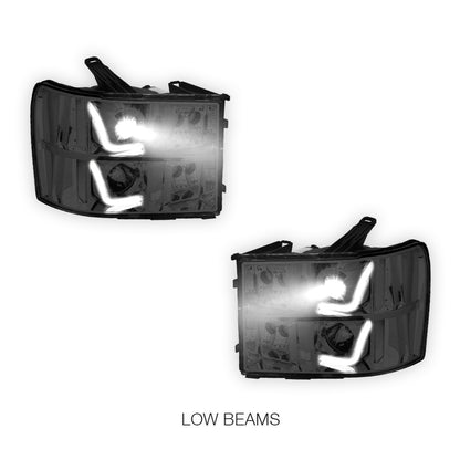 GMC Sierra 3500 Denali / SLE / SLT (2007 - 2014) LED DRL Projector Headlights LH + RH