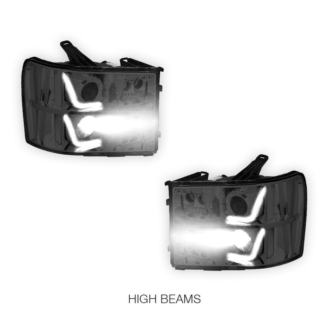 GMC Sierra 3500 Denali / SLE / SLT (2007 - 2014) LED DRL Projector Headlights LH + RH