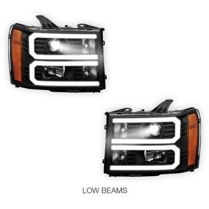 GMC Sierra 3500 Denali / SLE / SLT (2007 - 2014) U-Shaped LED DRL Projector Headlights LH + RH
