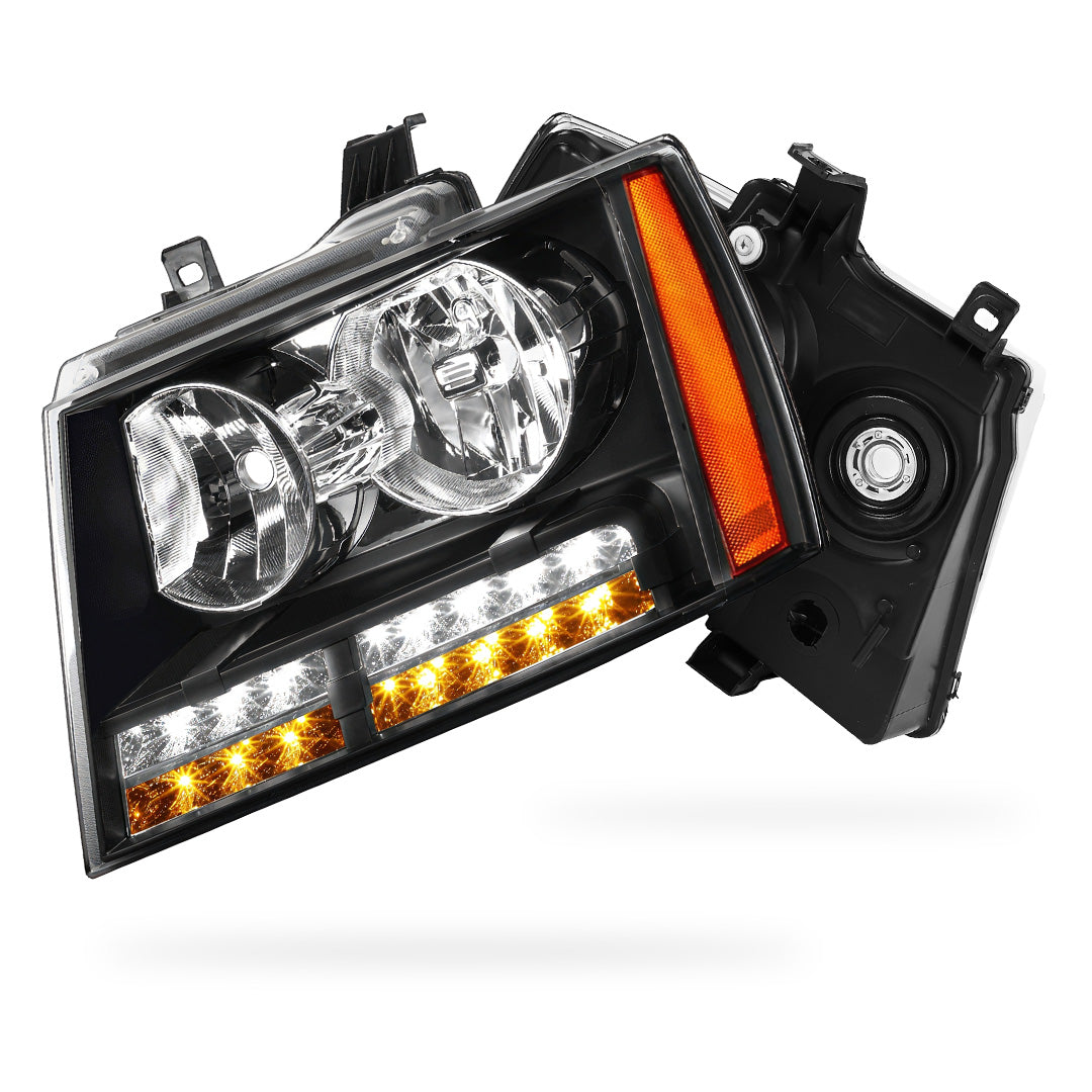Chevrolet Avalanche LS / LT / LTZ (2007 - 2013) LED DRL Turn Signal Headlights LH + RH