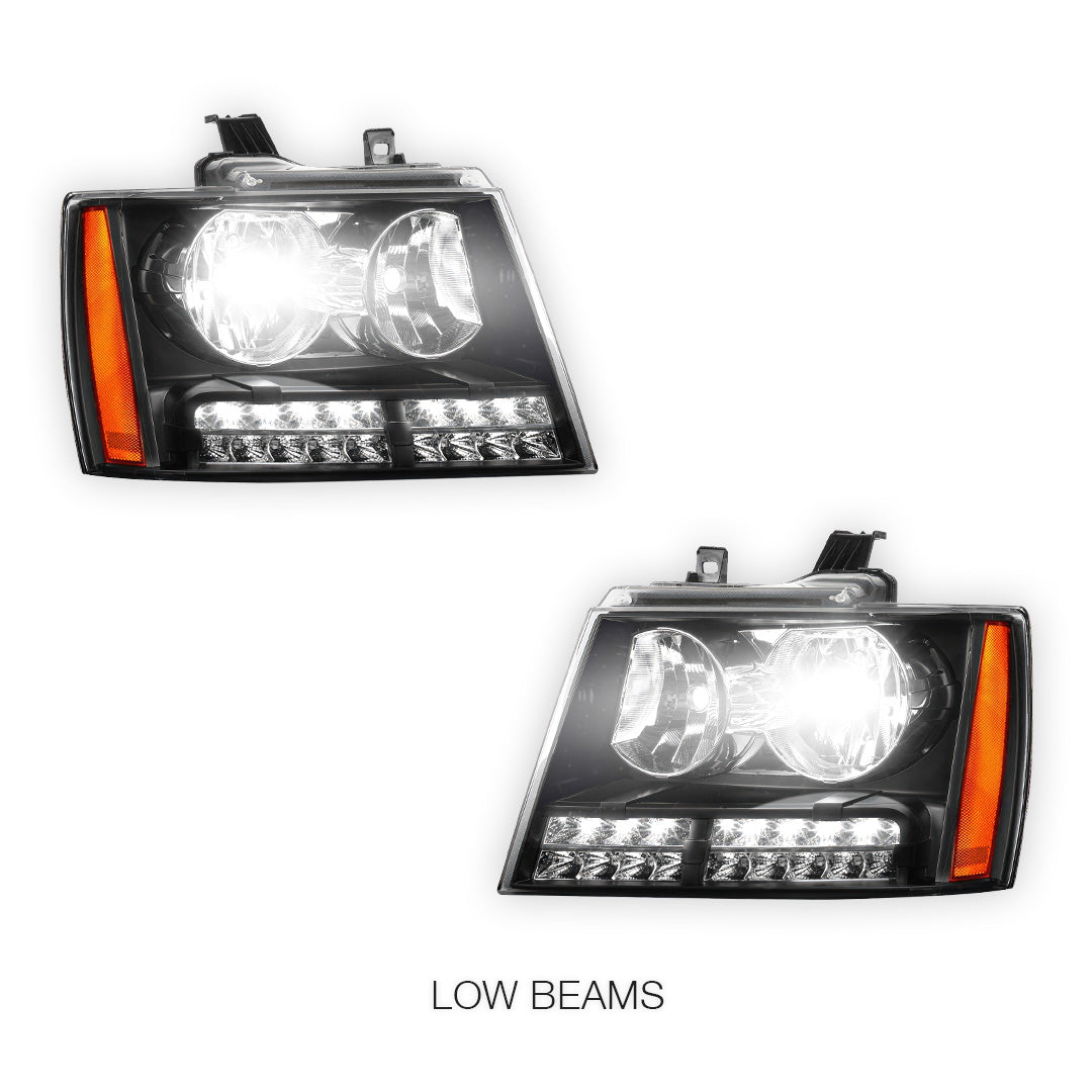 Chevrolet Avalanche LS / LT / LTZ (2007 - 2013) LED DRL Turn Signal Headlights LH + RH