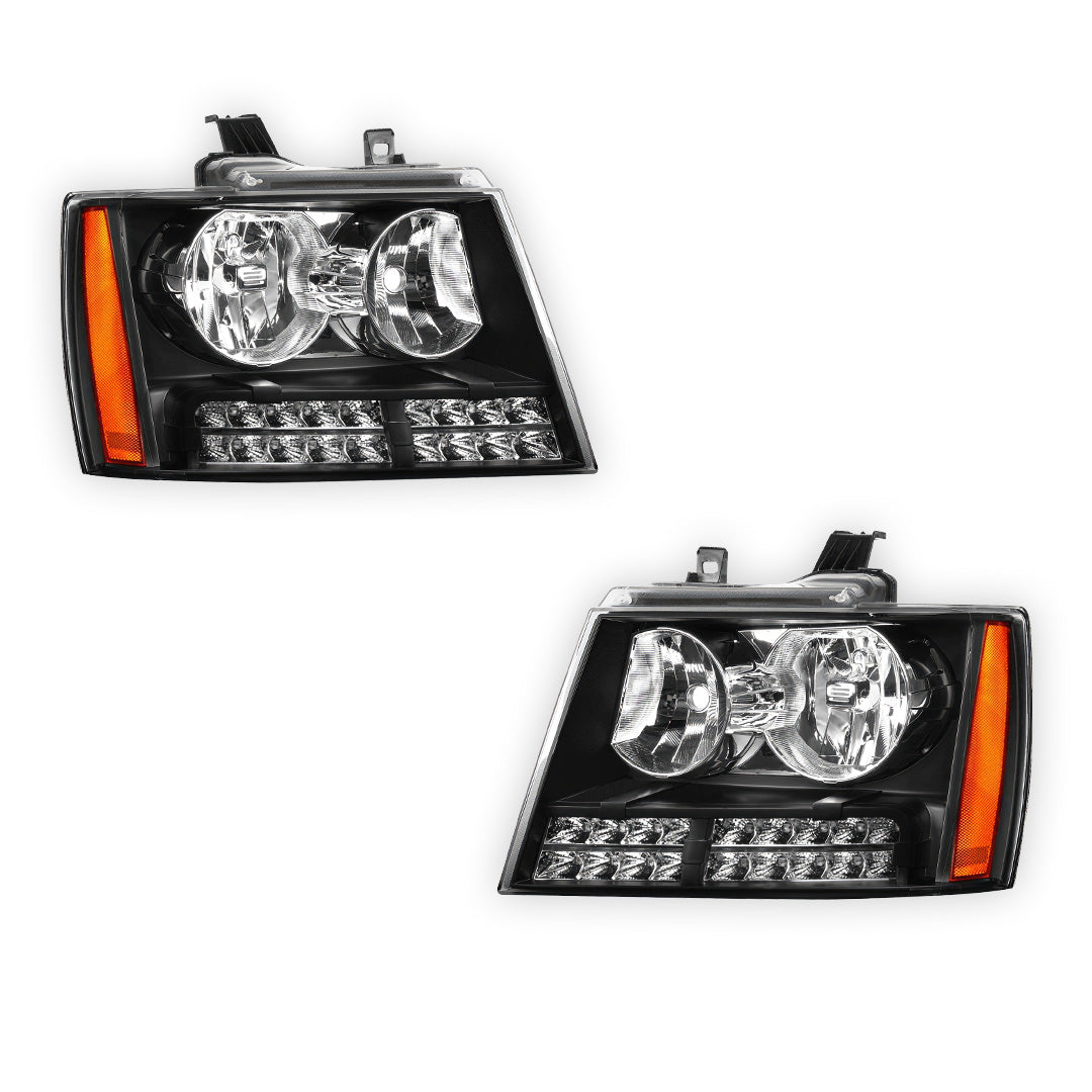 Chevrolet Avalanche LS / LT / LTZ (2007 - 2013) LED DRL Turn Signal Headlights LH + RH