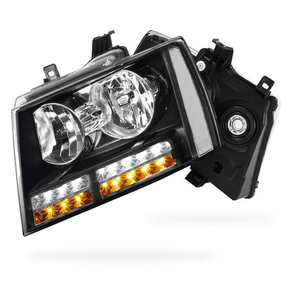 Chevrolet Avalanche LS / LT / LTZ (2007 - 2013) LED DRL Turn Signal Headlights LH + RH