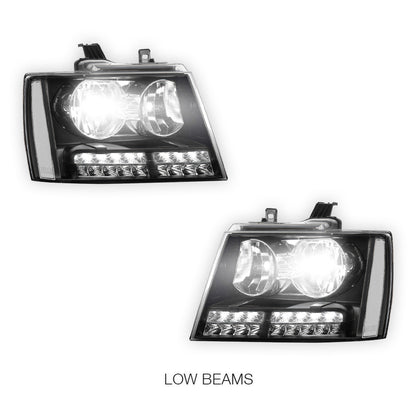Chevrolet Avalanche LS / LT / LTZ (2007 - 2013) LED DRL Turn Signal Headlights LH + RH