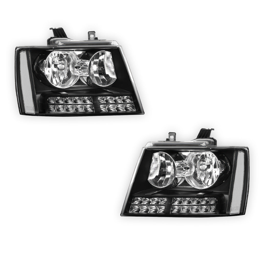 Chevrolet Avalanche LS / LT / LTZ (2007 - 2013) LED DRL Turn Signal Headlights LH + RH