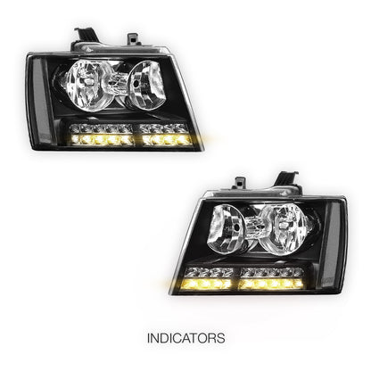 Chevrolet Tahoe LS / LT / LTZ (2007 - 2014) LED DRL Turn Signal Headlights LH + RH