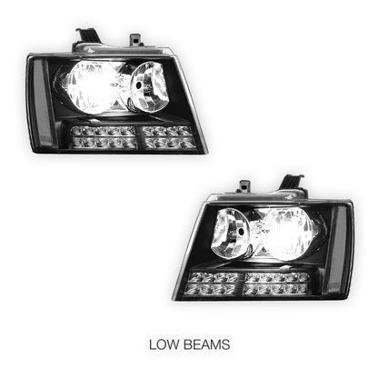 Chevrolet Tahoe LS / LT / LTZ (2007 - 2014) LED DRL Turn Signal Headlights LH + RH