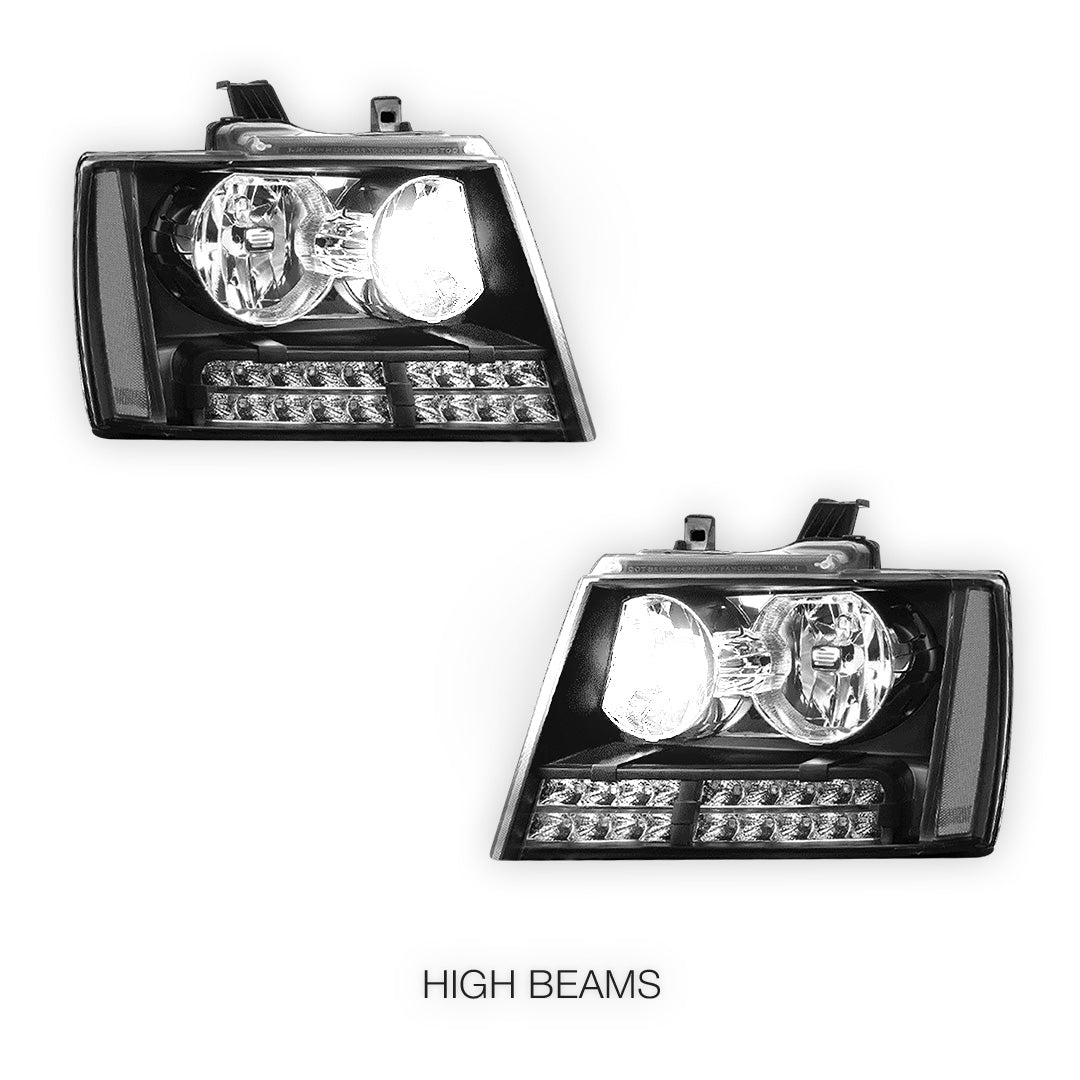 Chevrolet Tahoe LS / LT / LTZ (2007 - 2014) LED DRL Turn Signal Headlights LH + RH
