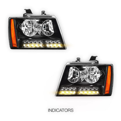 Chevrolet Tahoe LS / LT / LTZ (2007 - 2014) LED DRL Turn Signal Headlights LH + RH