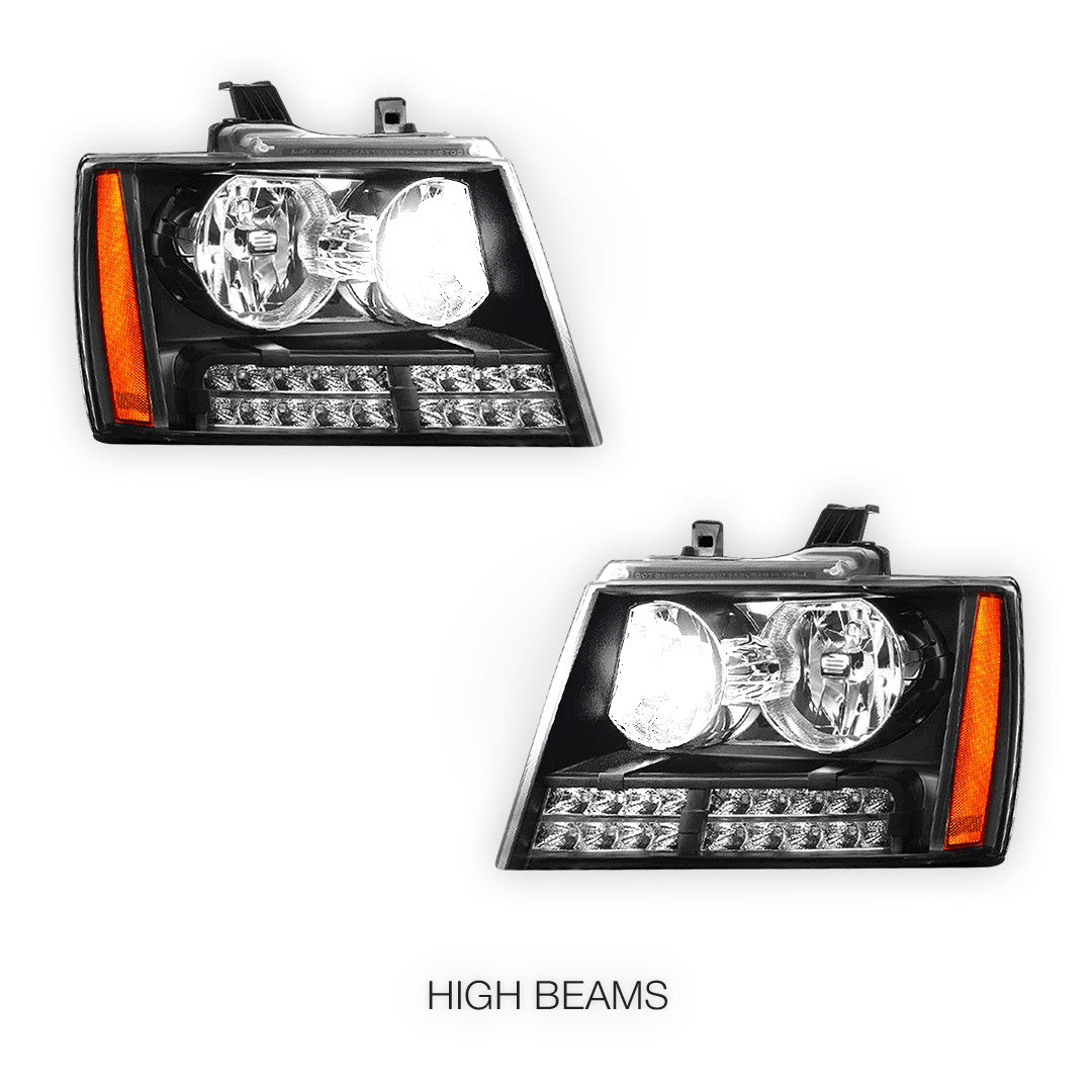 Chevrolet Tahoe LS / LT / LTZ (2007 - 2014) LED DRL Turn Signal Headlights LH + RH