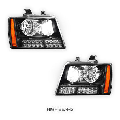 Chevrolet Tahoe LS / LT / LTZ (2007 - 2014) LED DRL Turn Signal Headlights LH + RH