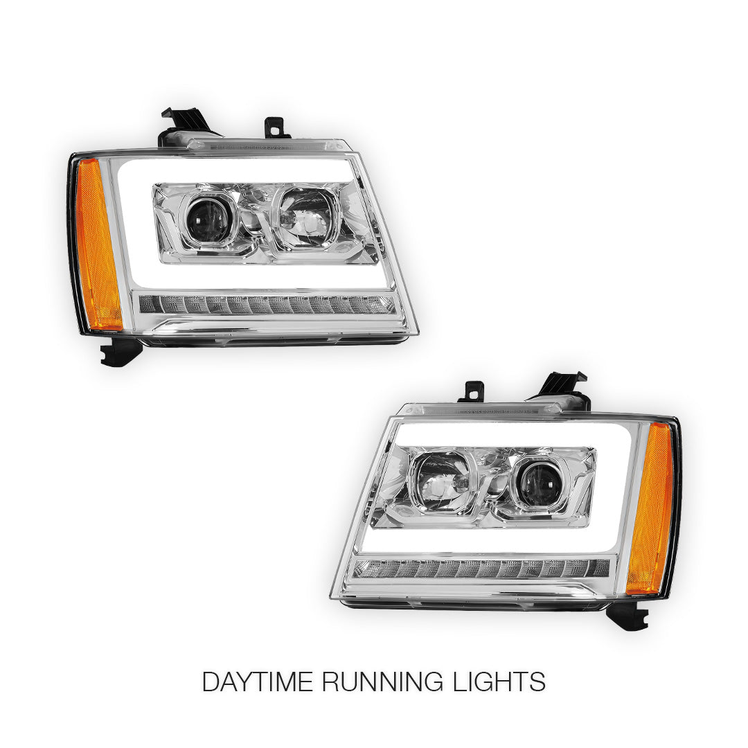 Chevrolet Avalanche LS / LT / LTZ (2007 - 2013) LED DRL Sequential Turn Signal Projector Headlights LH + RH